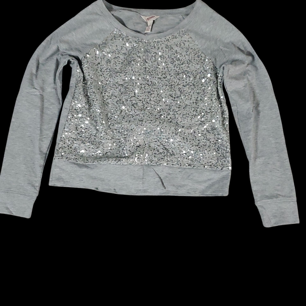 Sparkly Gray  Long Sleeve Top